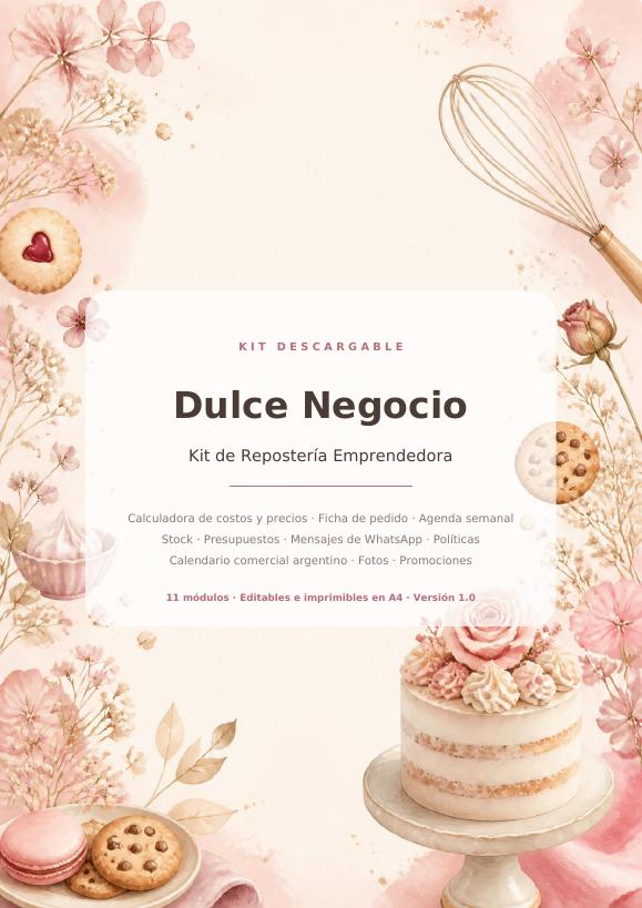 Dulce Negocio-kit para Repostería Emprendedora/21 Plantillas Imprimibles A4